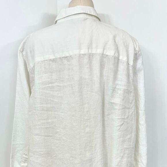 Lauren Ralph Lauren Linen Button-Down Shirt Embroidered Floral Top Blouse 3X - Picture 7 of 10